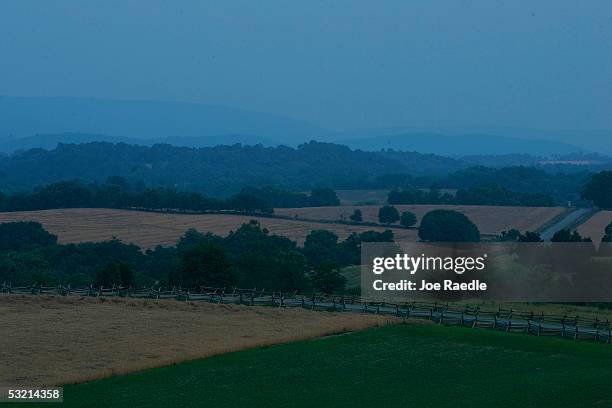 View over Antietam battlefield July 4, 2005 that marks the end of General Robert E. Lee's first invasion of the North in September 1862 in Antietam,...