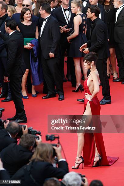 Model Bella Hadid attends "The Unknown Girl " Premiere duirng the annual 69th Cannes Film Festival at Palais des Festivals on May 18, 2016 in Cannes,...