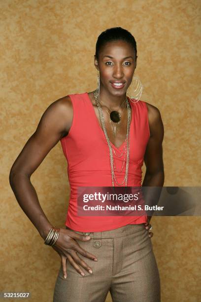 Lisa Leslie of the Los Angeles Sparks poses for a fashion portrait during the 2005 WNBA All-Star Weekend on July 8, 2005 at Mohegan Sun Arena in...