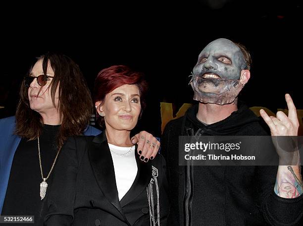 Ozzy Osbourne, Sharon Osbourne and Corey Taylor attend the Ozzy Osbourne and Corey Taylor special announcement press conference on May 12, 2016 in...