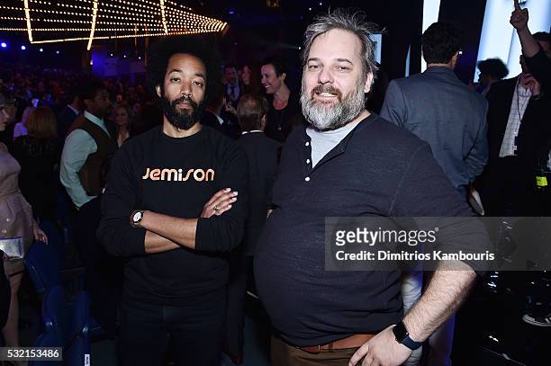 Comedian Wyatt Cenac and showrunner Dan Harmon attend the Turner Upfront 2016 reception at The Theater at Madison Square Garden on May 18, 2016 in...