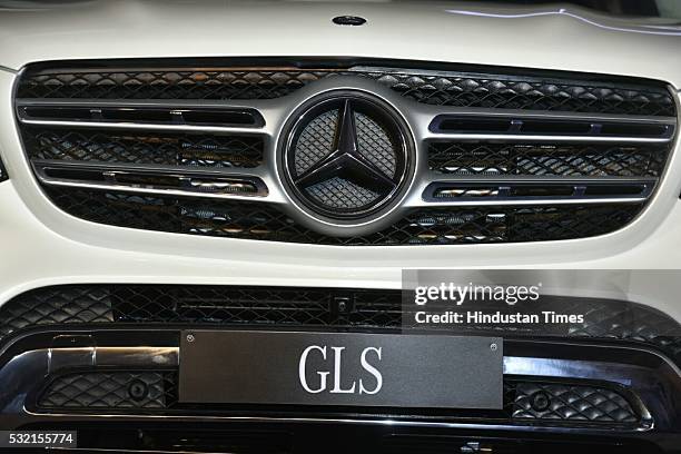 Front view of Mercedes Benz GLS 350d car during its launch on May 18, 2016 in New Delhi, India. The new Mercedes-Benz GLS 350d SUV is the new...