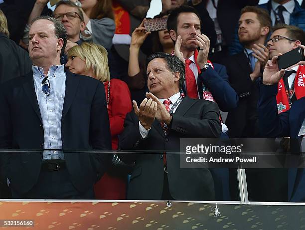 Tom Werner part owner of Liverpool during the UEFA Europa League Final match between Liverpool and Sevilla at St. Jakob-Park on May 18, 2016 in...