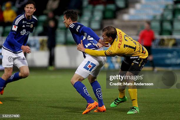 Shtepim Hasani of GIF Sundsvall and Joakim Nilsson of IF Elfsborg during the Allsvenskan match between GIF Sundsvall and IF Elfsborg at Norrporten...