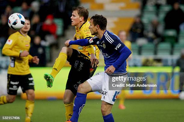 Shtepim Hasani of GIF Sundsvall and Joakim Nilsson of IF Elfsborg during the Allsvenskan match between GIF Sundsvall and IF Elfsborg at Norrporten...