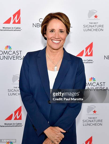 Olympic Correspondent and Tennis Analyst Mary Carillo hosts the WICT Signature Luncheon at Boston Convention and Exhibition Center on May 16, 2016 in...