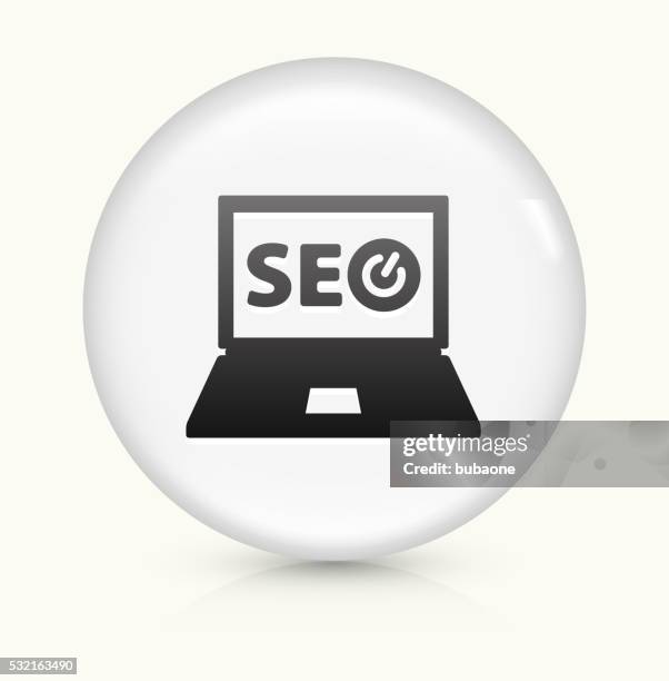search engine optimization icon on white round vector button - engine light icon stock illustrations