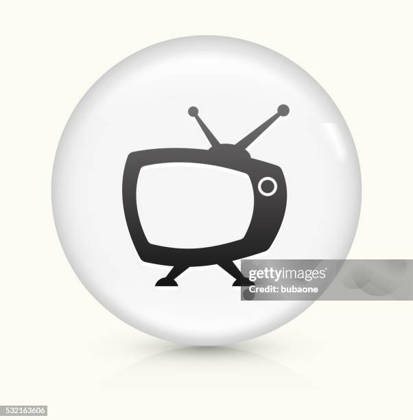 television icon on white round vector button - vintage television white background stock illustrations
