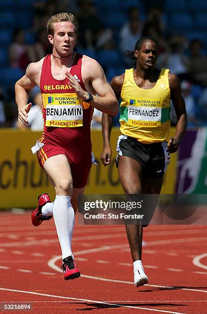 Tim Benjamin competes in the Mens 400 metres heats during the Norwich Union AAA'S and World and Commonwealth Trials at Manchester Regional Arena on...
