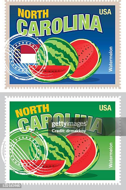 north carolina stamp - file 2001 nc proof.png stock illustrations