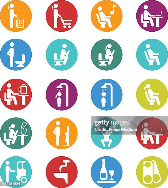 people icon set - man doing laundry stock illustrations
