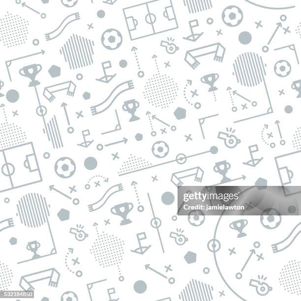 seamless football soccer pattern background - soccer background stock illustrations