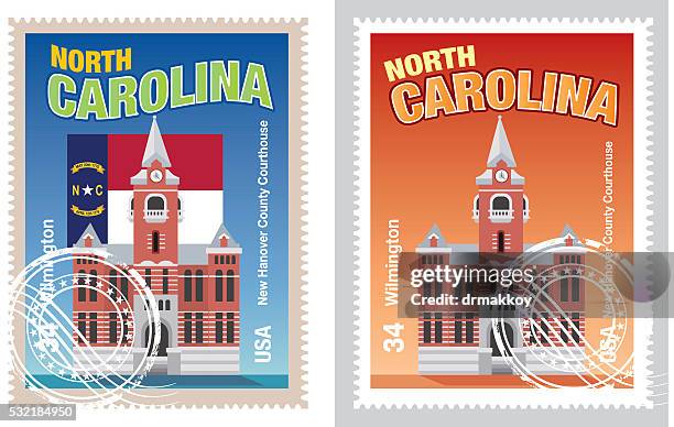 north carolina stamp - file 2001 nc proof.png stock illustrations