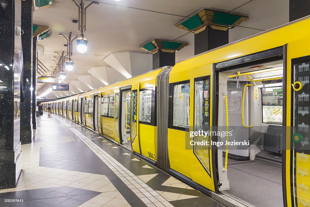 Subway train stopping