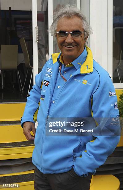 Flavio Briatore attends the Formula One British Grand Prix at Silverstone on July 10, 2005 in Northamptonshire, England. The event is one of the...