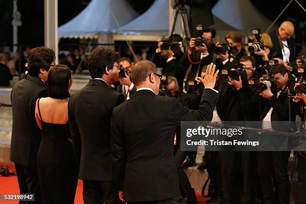 Actor Kwak Do-won, actress Chun Woo-Hee, director Na Hong-Jin and actor Jun Kunimura attend "The Strangers " Premiere during the 69th annual Cannes...