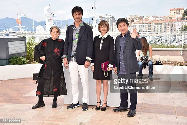 Japanese actress Kilin Kiki, Japanese actor Abe Hiroshi, Japanese actress Maki Yoko and Japanese director Kore-Eda Hirokazu attend the "After The...