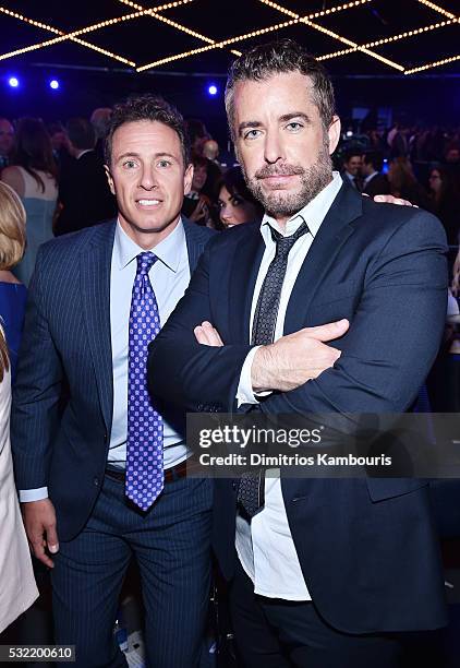 Journalist Chris Cuomo and comedian Jason Jones attend the Turner Upfront 2016 reception at The Theater at Madison Square Garden on May 18, 2016 in...