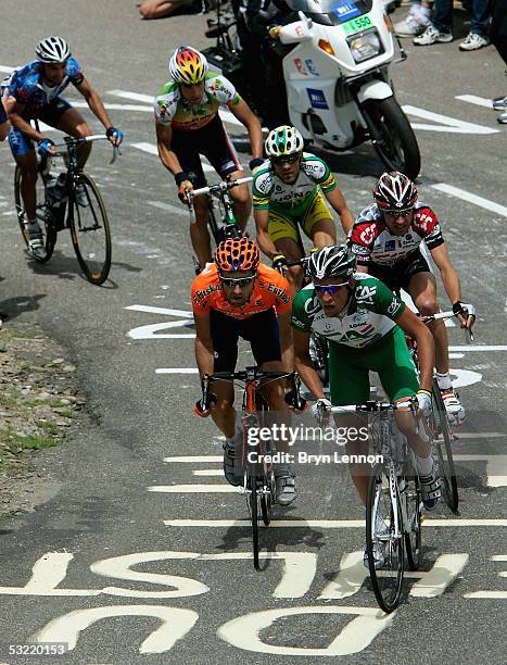 Christophe Moreau of France and Credit Agricole leads Inigo Landaluze of Spain and Euskaltel - Euskadi, Jens Voigt of Germany and Tean CSC and...