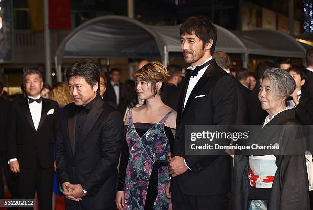 Director Kore-Eda Hirokazu, actress Maki Yoko, actor Abe Hiroshi and actress Kilin Kiki attend "The Strangers " Premiere during the 69th annual...
