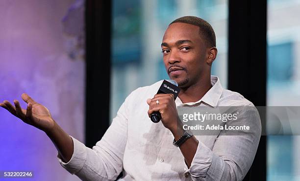 Actor Anthony Mackie discusses "All The Way" At AOL Build at AOL on May 18, 2016 in New York City.