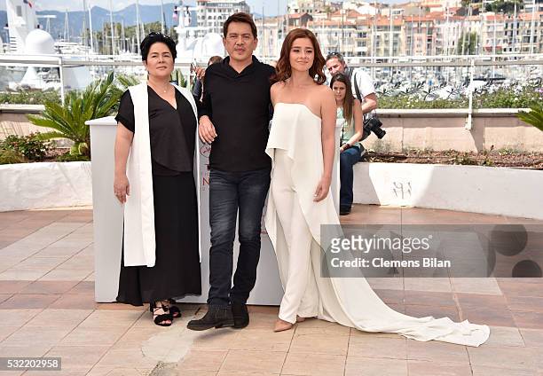 Actress Jaclyn Jos, director Brillante Mendoza and actress Andi Eigenmann attend the "Ma' Rosa" Photocall during the annual 69th Cannes Film Festival...