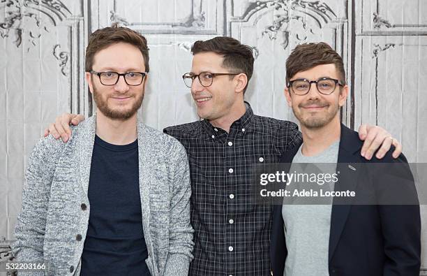 Akiva Schaffer, Andy Samberg, and Jorma Taccone of The Lonely Island attend "Popstar: Never Stop Never Stopping" At AOL Build at AOL on May 18, 2016...