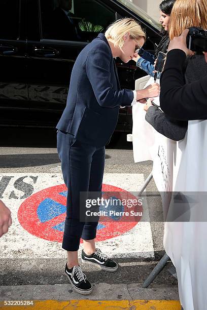 Kristen Stewart arrives at The Majestic Hotel during the 69th Cannes Film Festival on May 18, 2016 in Cannes, .