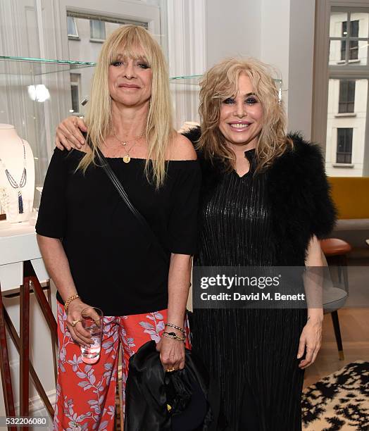 Jo Wood and Brix Smith-Start attend the launch of the Stephen Webster Salon on Mount Street on May 18, 2016 in London, England.