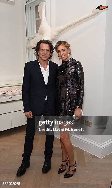 Stephen Webster and Anastasia Webster attend the launch of the Stephen Webster Salon on Mount Street on May 18, 2016 in London, England.