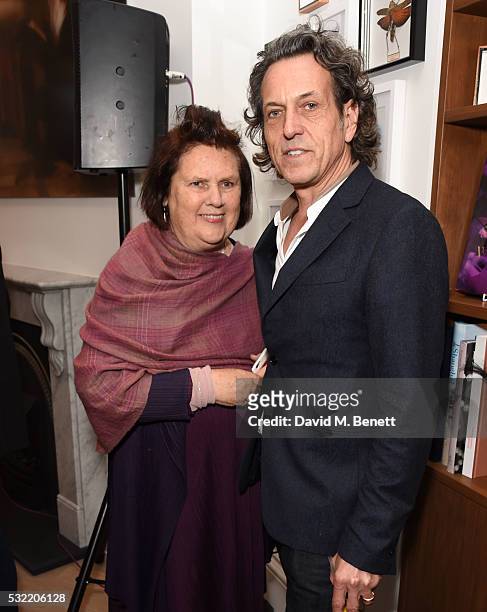 Suzy Menkes and Stephen Webster attend the launch of the Stephen Webster Salon on Mount Street on May 18, 2016 in London, England.