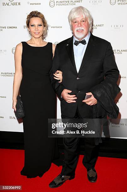 Paul Watson and a guest attend the Planet Finance Foundation Gala Dinner during the 69th annual Cannes Film Festival at Hotel Martinez on May 18,...