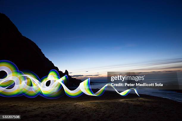 beach lights - esposizione lunga foto e immagini stock