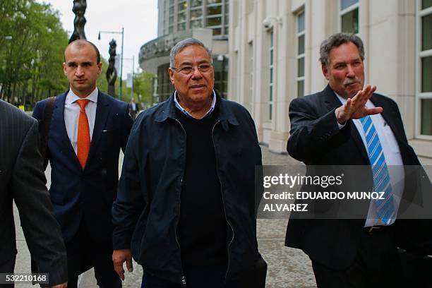 Former President of the Nicaraguan Football Federation Julio Rocha, exits the Court of the Eastern District on May 18, 2016 in Brooklyn, New York....