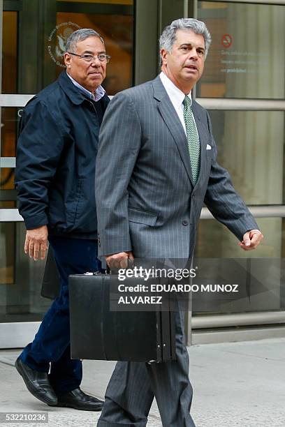 Former President of the Nicaraguan Football Federation Julio Rocha exits the Court of the Eastern District on May 18, 2016 in Brooklyn, New York....
