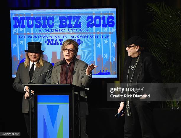 Cheap Trick's Robin Zander, Tom Petersson and Rick Nielsen receive the Chairman's Award for Sustained Creative Achievement during Music Biz 2016 -...