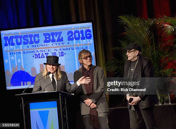 Cheap Trick's Robin Zander, Tom Petersson and Rick Nielsen receive the Chairman's Award for Sustained Creative Achievement during Music Biz 2016 -...