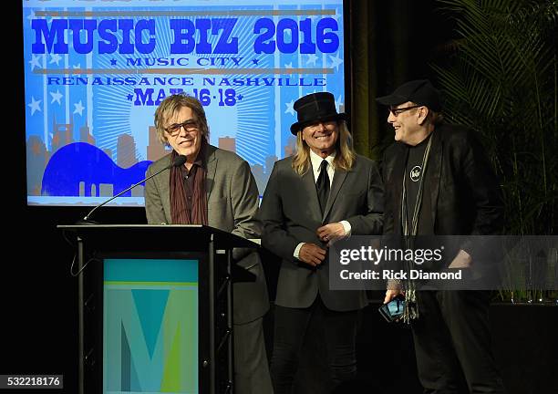 Cheap Trick's Tom Petersson, Robin Zander and Rick Nielsen receive the Chairman's Award for Sustained Creative Achievement during Music Biz 2016 -...