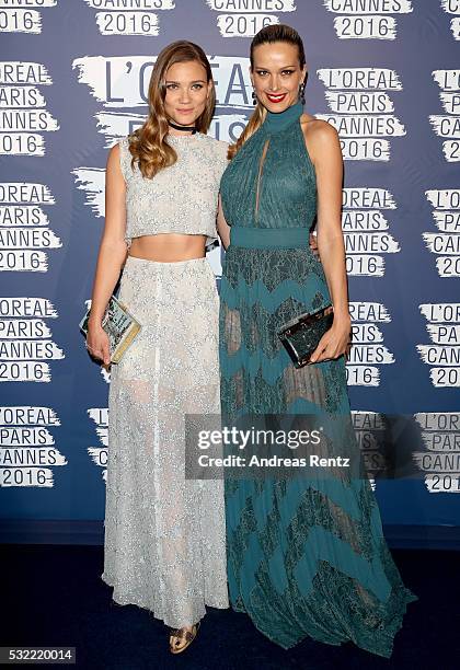 Fiammetta Cicogna and Petra Nemcova attends the L'Oreal Party during the annual 69th Cannes Film Festival at on May 18, 2016 in Cannes, France.