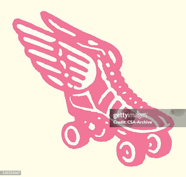 illustrations, cliparts, dessins animés et icônes de winged rollerskate - speed skating