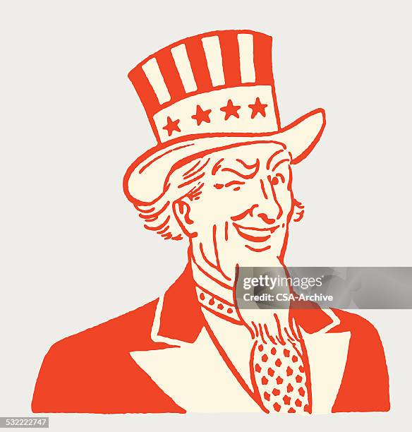 zwinkern uncle sam - uncle sam stock-grafiken, -clipart, -cartoons und -symbole