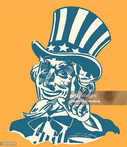 uncle sam wagging his finger - uncle sam hat stock illustrations