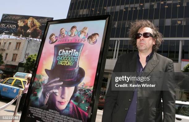 Director Tim Burton arrives at the Warner Bros. Premiere of Charlie and the Chocolate Factory at the Grauman's Chinese Theatre on July 10, 2005 in...