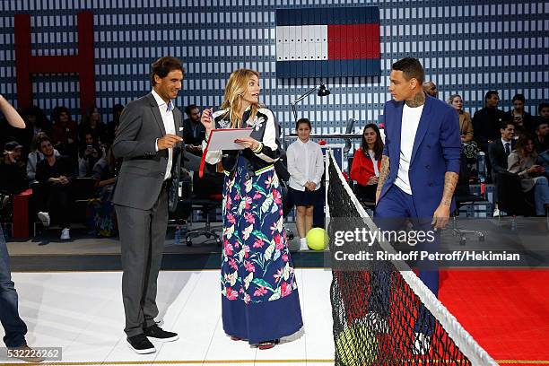 Tennis player Rafael Nadal, Actress Justine Fraioli and Football players Gregory van der Wiel do the show during Tommy Hilfiger hosts Tommy X Nadal...