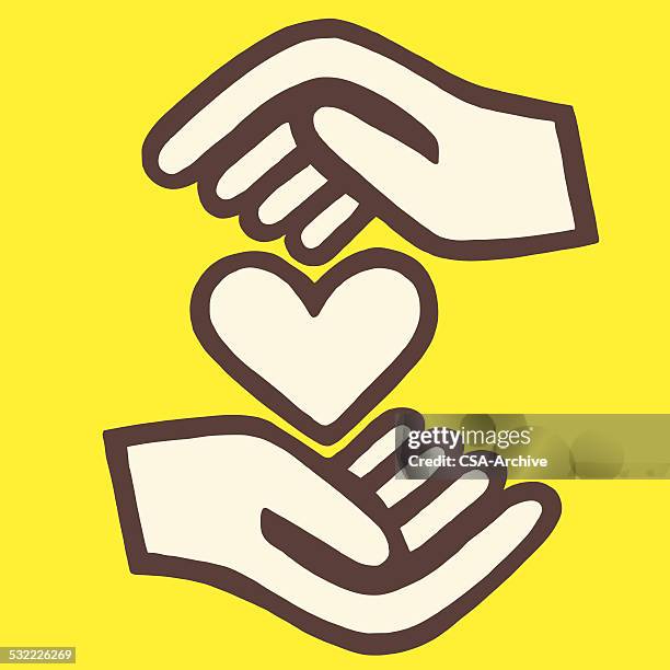 zwei hände ein herz - felsmalerei stock-grafiken, -clipart, -cartoons und -symbole