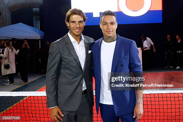 Tennis player Rafael Nadal and Football player Gregory van der Wiel attend Tommy Hilfiger hosts Tommy X Nadal Party - Tennis Soccer match on May 18,...