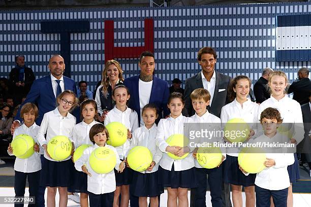 Football player Jerome Alonzo, Actress Justine Fraioli, Football player Gregory van der Wiel and Tennis player Rafael Nadal attend Tommy Hilfiger...