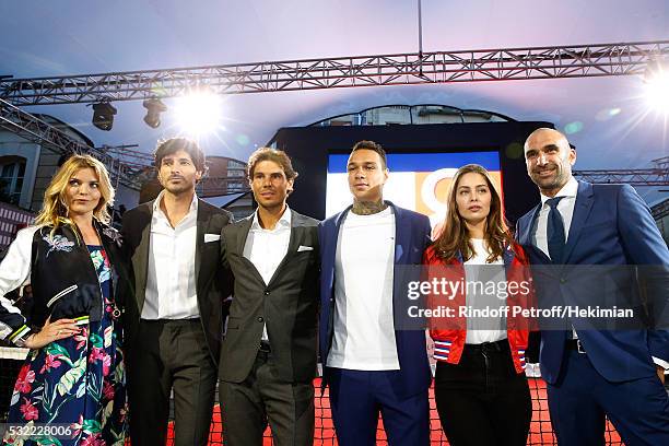 Actress Justine Fraioli, Model Andres Velencoso Segura, Tennis player Rafael Nadal, Football player Gregory van der Wiel, Model Marie-Ange Casta and...