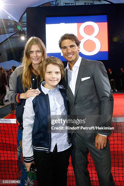 Malgosia Bela, her son Jozef Bela and Tennis player Rafael Nadal attend Tommy Hilfiger hosts Tommy X Nadal Party - Photocall on May 18, 2016 in...