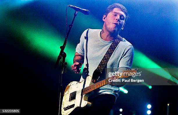 Lead singer and guitarist Brian Fallon of The Gaslight Anthem perform on stage at HMH, Amsterdam, Netherlands, 15 November 2015.